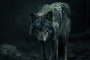 Wolf in the dark forest - Canis lupus signatus