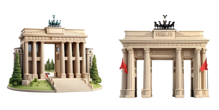 set of Brandenburg Gate isolated on transparent background - Powered by Adobe