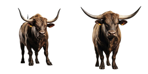 set of bull isolated on transparent background