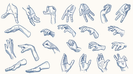 Realistic shape hand gestures outline line stroke icon - obrazy, fototapety, plakaty