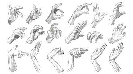 Realistic shape hand gestures outline line stroke icon - obrazy, fototapety, plakaty