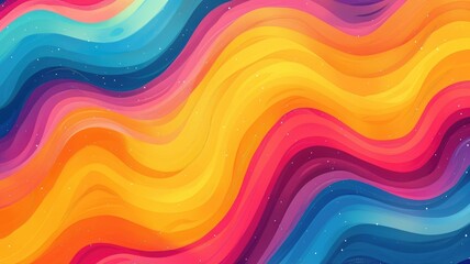 Abstract colorful background with psychedelic groovy waves. Hippie Hippie Aesthetic Rainbow. Seamless pattern for textile, wrapping paper, banner, wallpaper. Multi color strips. - obrazy, fototapety, plakaty