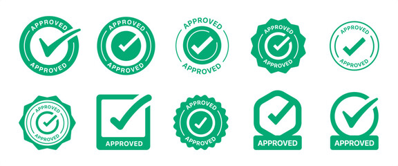 The check marks icon set. It includes approved, yes, right, accept, green, and more icons. Vector illustration sign.
