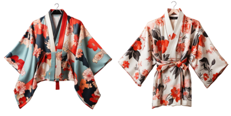 set of kimono isolated on transparent background