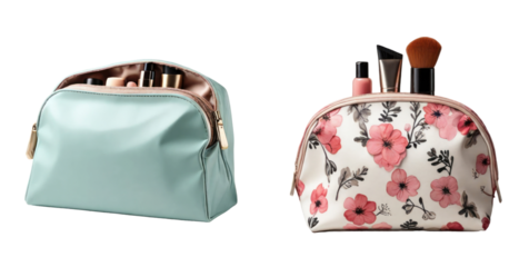 set of makeup bag isolated on transparent background