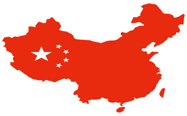 China flag depicted on a vector image of china's map, showcasing the country's national flag. - obrazy, fototapety, plakaty