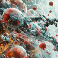 Futuristic nanobots repairing human cells symbolizing hope and innovation in medical treatments