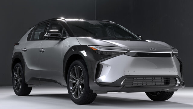 The Toyota bZ4X combines the elegance and advanced design of an electric vehicle with the rugged styling of an SUV. Innovative electric vehicle performs on all roads