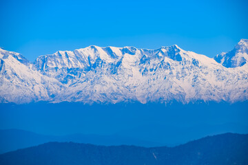 Very high peak of Nainital, India, the mountain range which is visible in this picture is Himalayan...