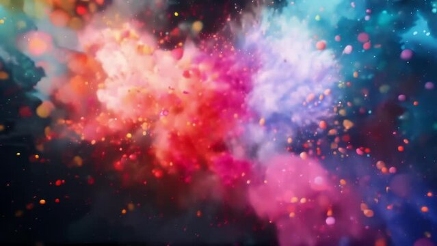 A dynamic explosion of colorful pixels dancing and colliding