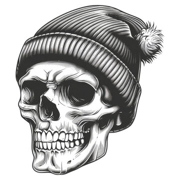 skull that is wearing a slouch beanie