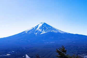 Mount Fuji world famous tourist attractions with city area. Beautiful Fuji Mountain with snow cover...