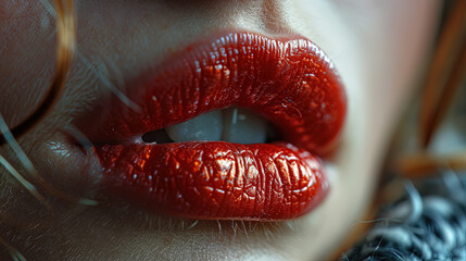 Gorgeous Women Red Lips With Red Lipstick