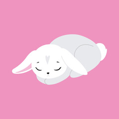 Cute white rabbit in various poses. Rabbit animal icon isolated on background. For Moon Festival, Chinese Lunar Year of the Rabbit, Easter decor. White Easter bunny, hare. Wild animals, baby animals