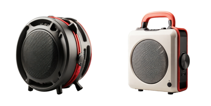 set of portable speaker isolated on transparent background