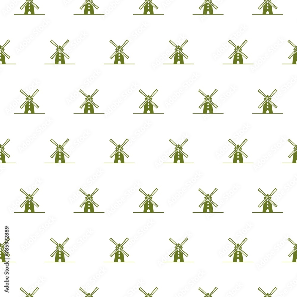 Poster seamless pattern with windmill isolated on white background