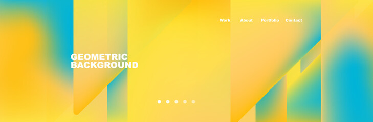 An Amber Font pops against a Yellow and Electric blue geometric background, featuring Rectangles and Circles in tints and shades of Yellow and Blue, creating a mesmerizing Pattern on the ceiling