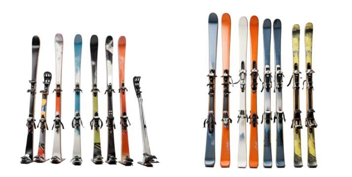 set of skis isolated on transparent background