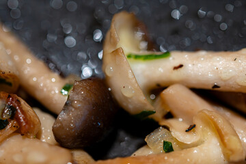 Roasted with onion white and brown shimeji edible mushrooms native to East Asia, buna-shimeji is...