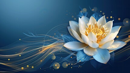Ethereal Lotus Flower with Mystical Energy Lines - obrazy, fototapety, plakaty