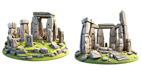 set of stonehenge isolated on transparent background