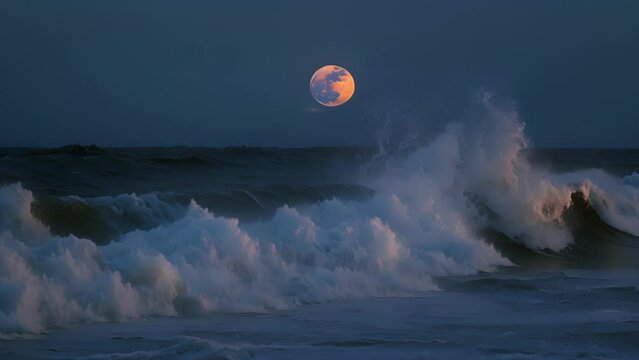 The silvery moonlight casting a soft glow on the waves that crash against the sandy shores creating a soothing symphony. . .