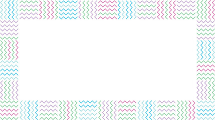 かわいいジグザグ文様線のカラフルフレーム囲み枠
