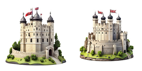set of tower of london isolated on transparent background