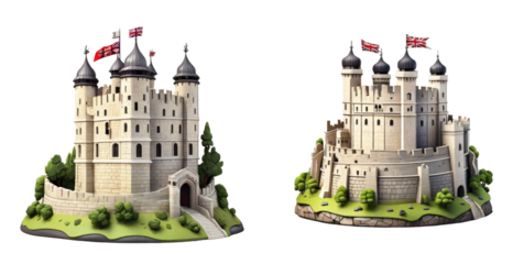 set of tower of london isolated on transparent background
