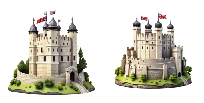 set of tower of london isolated on transparent background