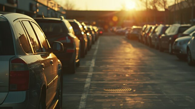 Scenic View of Sunset over a Vibrant Parking Lot