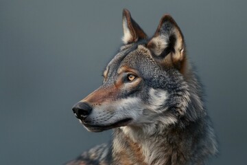Portrait of a grey wolf (Canis lupus)