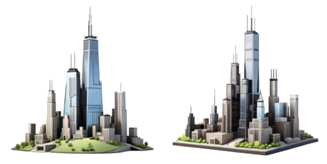 set of willis tower sears tower isolated on transparent background