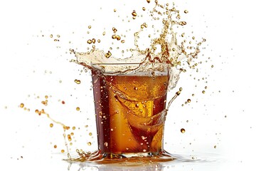 Cola splash isolated on a white background,  close-up