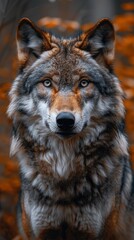 Obraz premium portrait Eurasian wolf in natural environment