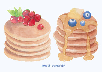 Cute Watercolor Pancake Clip Art - Download Breakfast Illustration