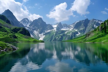 Naklejka na ściany i meble alpine lake in the mountains