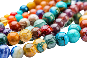 Different colorful beads made from natural stones
.isolated on white background