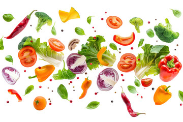 Flying vegetables
.isolated on white background