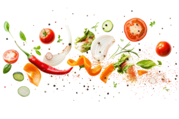 Flying vegetables
.isolated on white background