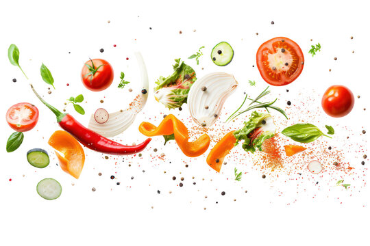 Flying vegetables
.isolated on white background