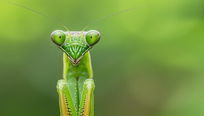 Detailed macro shot of a praying mantis in close proximity for optimal search relevance