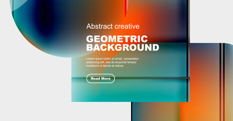 This geometric background features a rainbow of colors including Azure, Orange, and Electric blue. It is reminiscent of a display device with multimedia software, forming a vibrant rectangle pattern