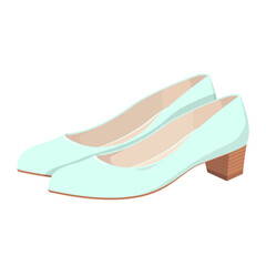 Turquoise women's shoes with low heels.Vector illustration of women's shoes.