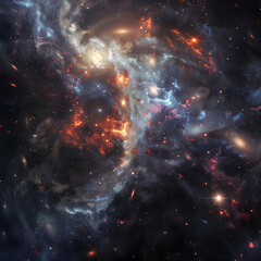 Enchanting Symphony of Distant Stars: A Spectacular View of an Outer Space Galaxy - obrazy, fototapety, plakaty