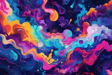 Abstract colorful Psychedelic Pattern background - obrazy, fototapety, plakaty