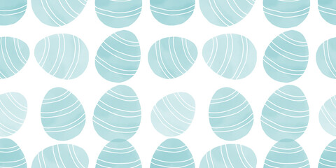 Cute illustration with colorful Easter eggs with watercolor texture, spring banner