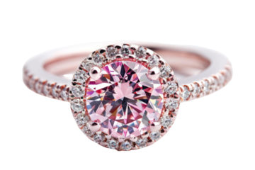 Pink diamond halo engagement wedding ring
.isolated on white background