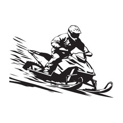 Man riding on snowmobile Vector Image on White Background - obrazy, fototapety, plakaty