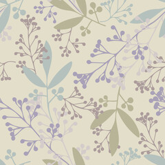 Seamless Pattern of Berry Branches. Vector Template.